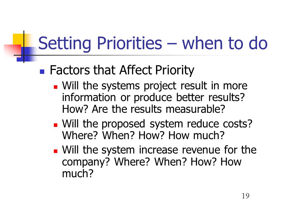 Setting Priorities – when to do