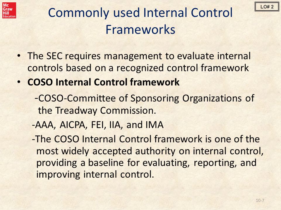 Commonly used Internal Control Frameworks