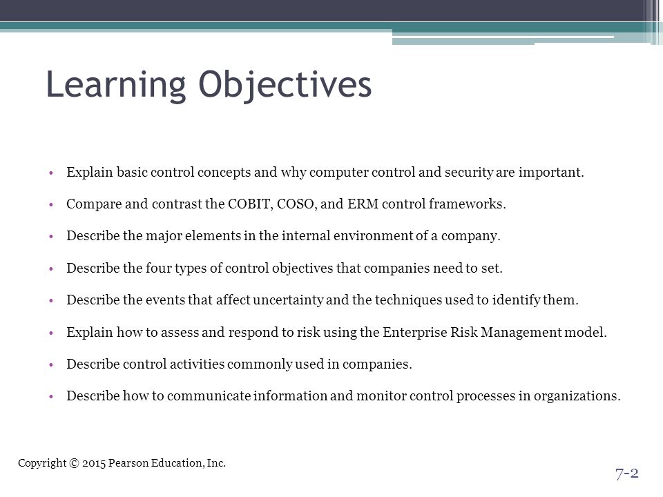 Learning Objectives Explain basic control concepts and why computer control and security are important.