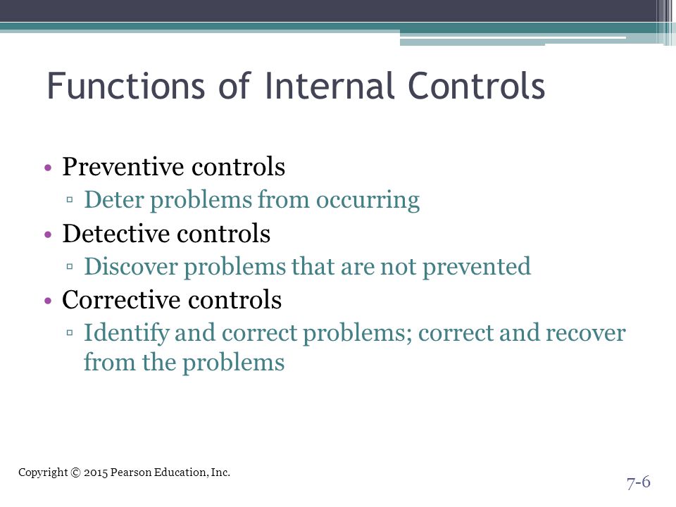 Functions of Internal Controls