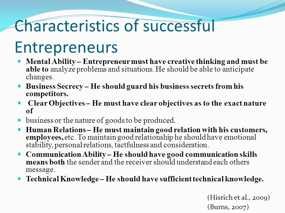 three characteristics of a successful entrepreneur
