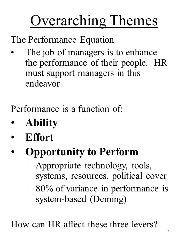 Overarching Themes Ability Effort Opportunity to Perform