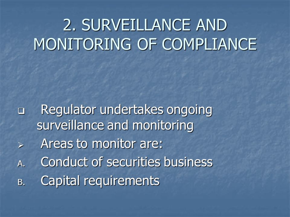 2. SURVEILLANCE AND MONITORING OF COMPLIANCE