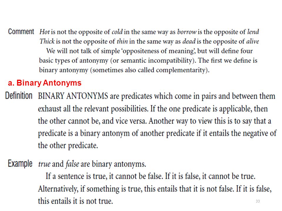 a. Binary Antonyms