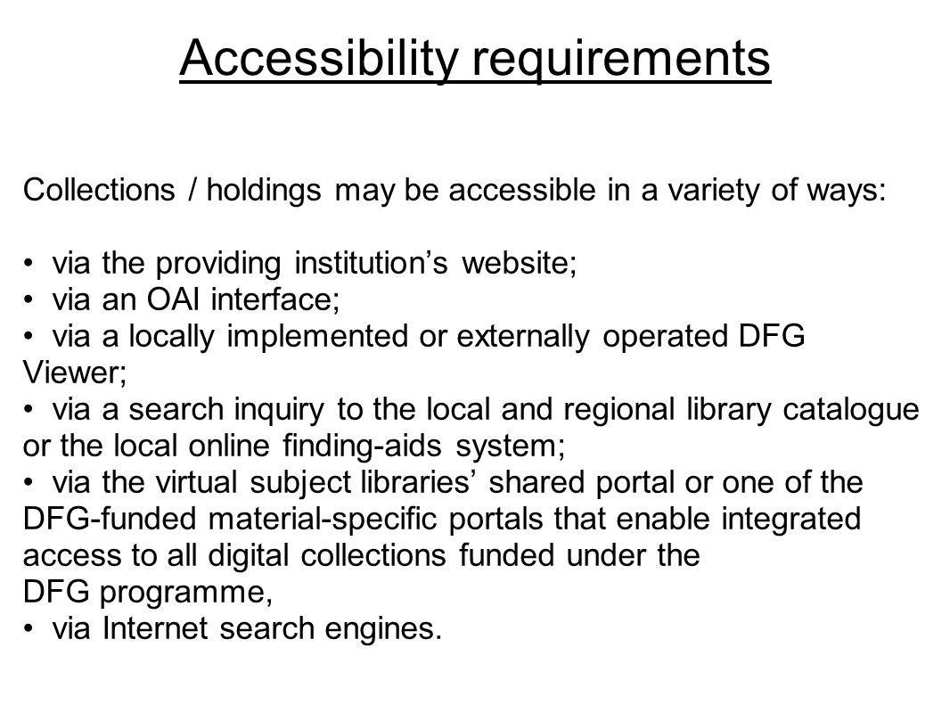 Accessibility requirements