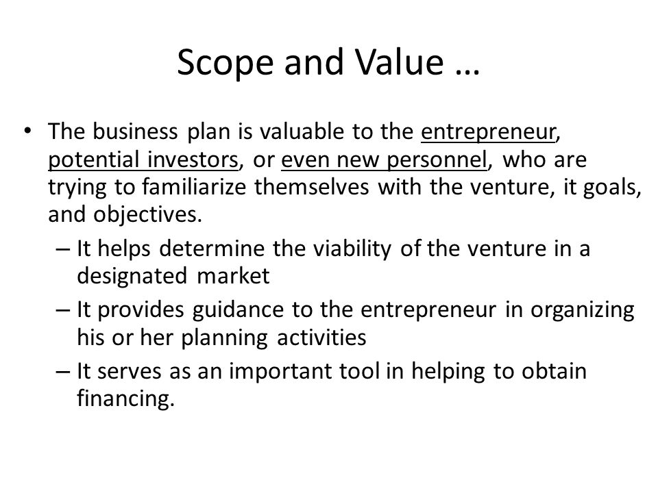 Scope and Value …