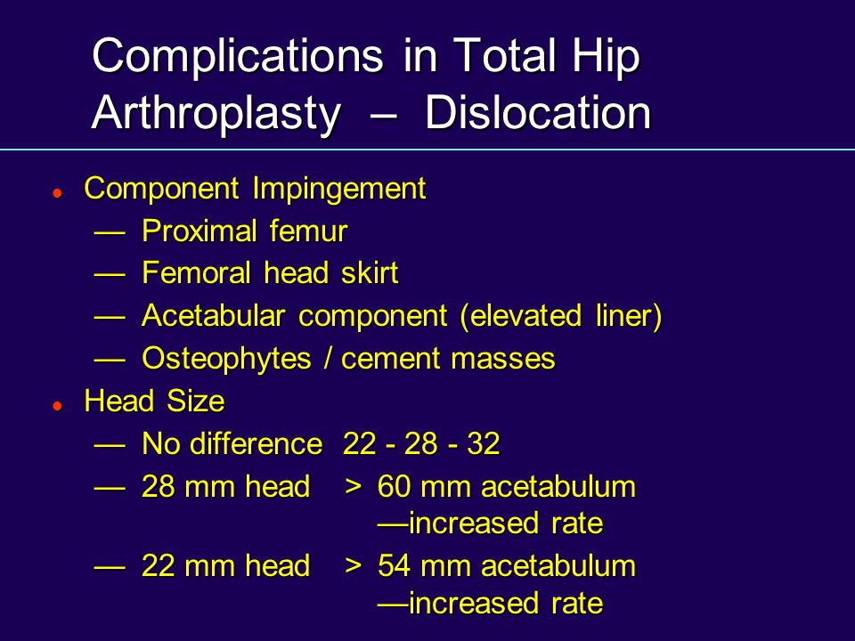 Complications of total hip arthroplasty