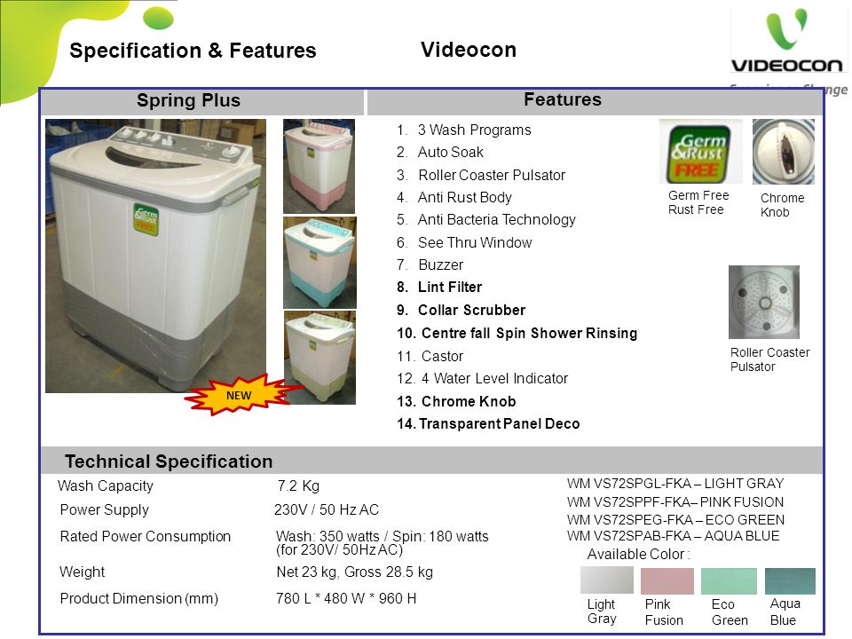 Specification & Features Videocon