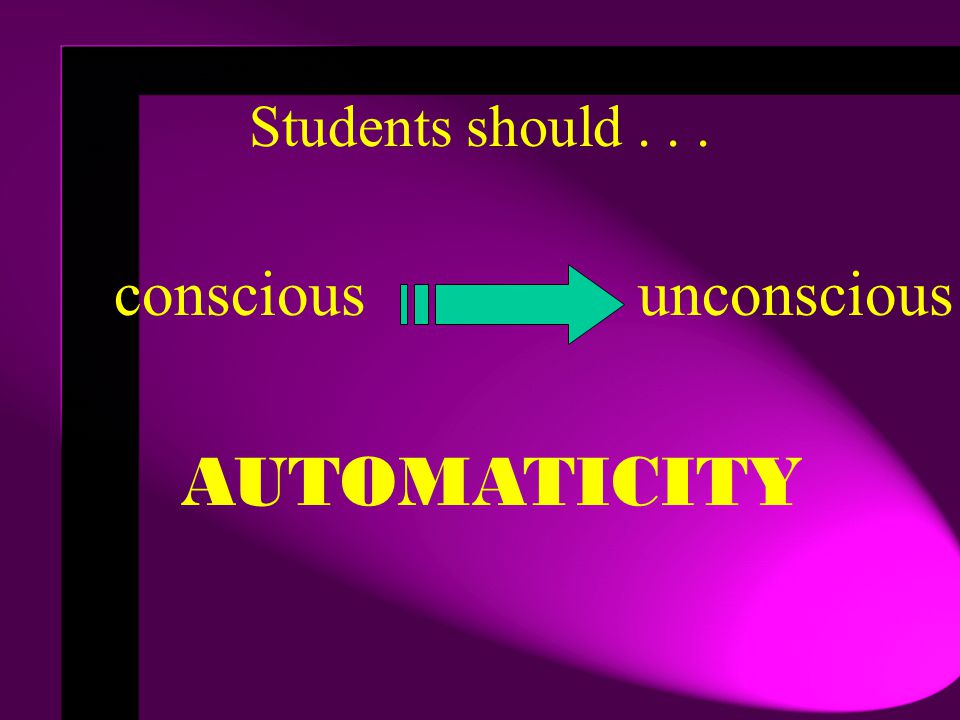 AUTOMATICITY conscious unconscious Students should . . .