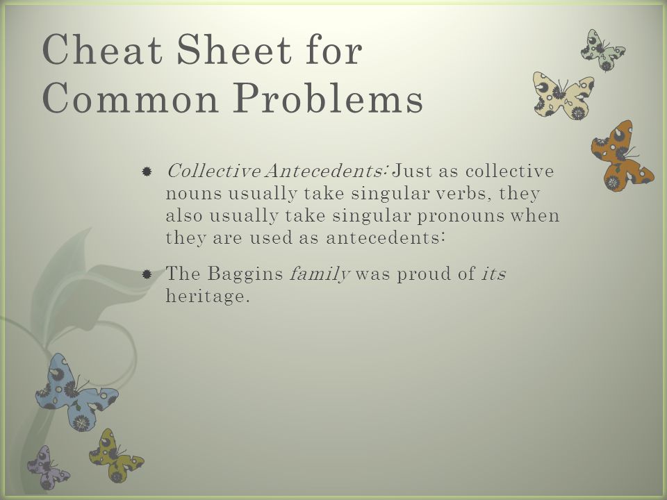 Cheat Sheet for Common Problems