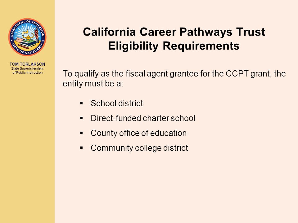 California Career Pathways Trust Eligibility Requirements