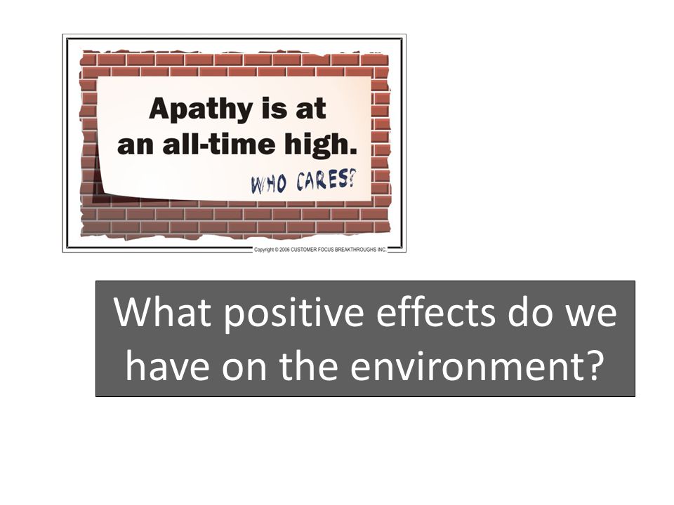 What positive effects do we have on the environment