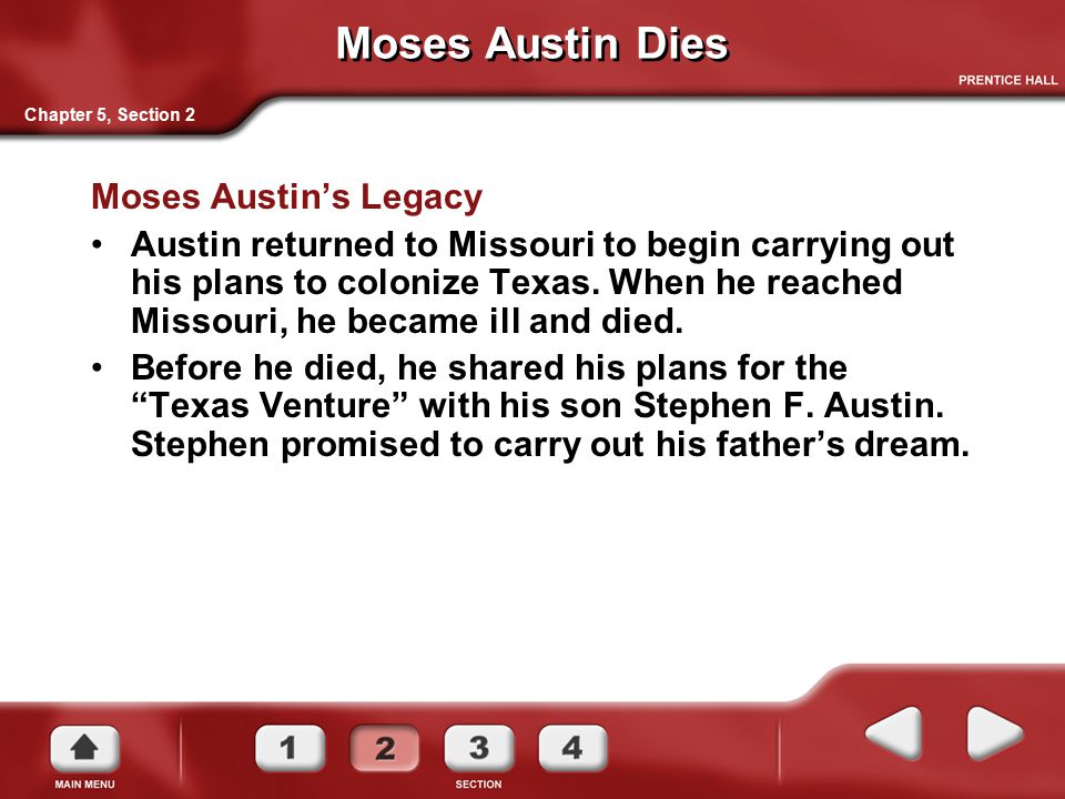 Moses Austin Dies Moses Austin’s Legacy