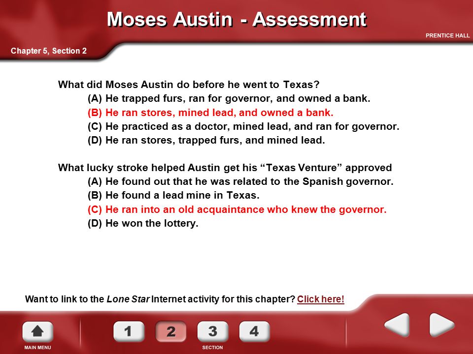 Moses Austin - Assessment