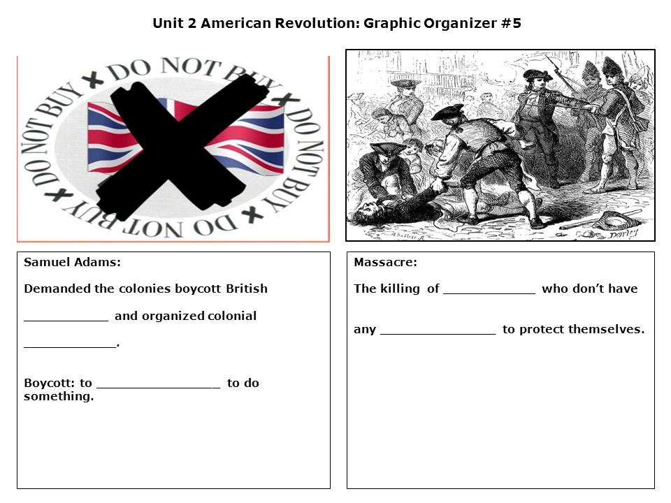 Unit 2 American Revolution: Graphic Organizer #5