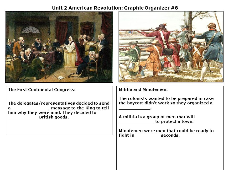Unit 2 American Revolution: Graphic Organizer #8