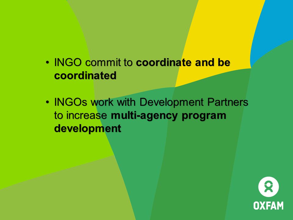 INGO commit to coordinate and be coordinated