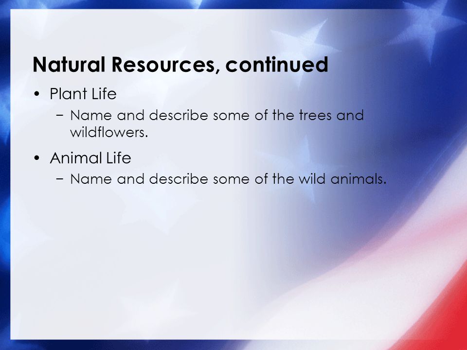 Natural Resources, continued
