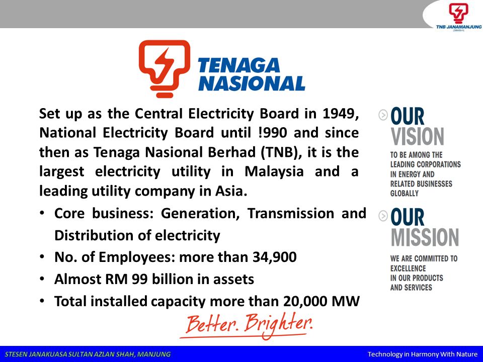 Set Up As The Central Electricity Board In 1949 National Electricity Board Until 990 And Since Then As Tenaga Nasional Berhad Tnb It Is The Largest Ppt Download