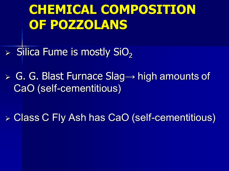 CHEMICAL COMPOSITION OF POZZOLANS