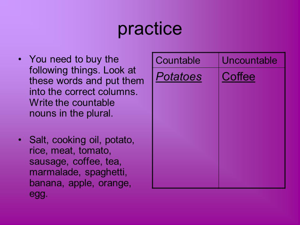 practice Potatoes Coffee