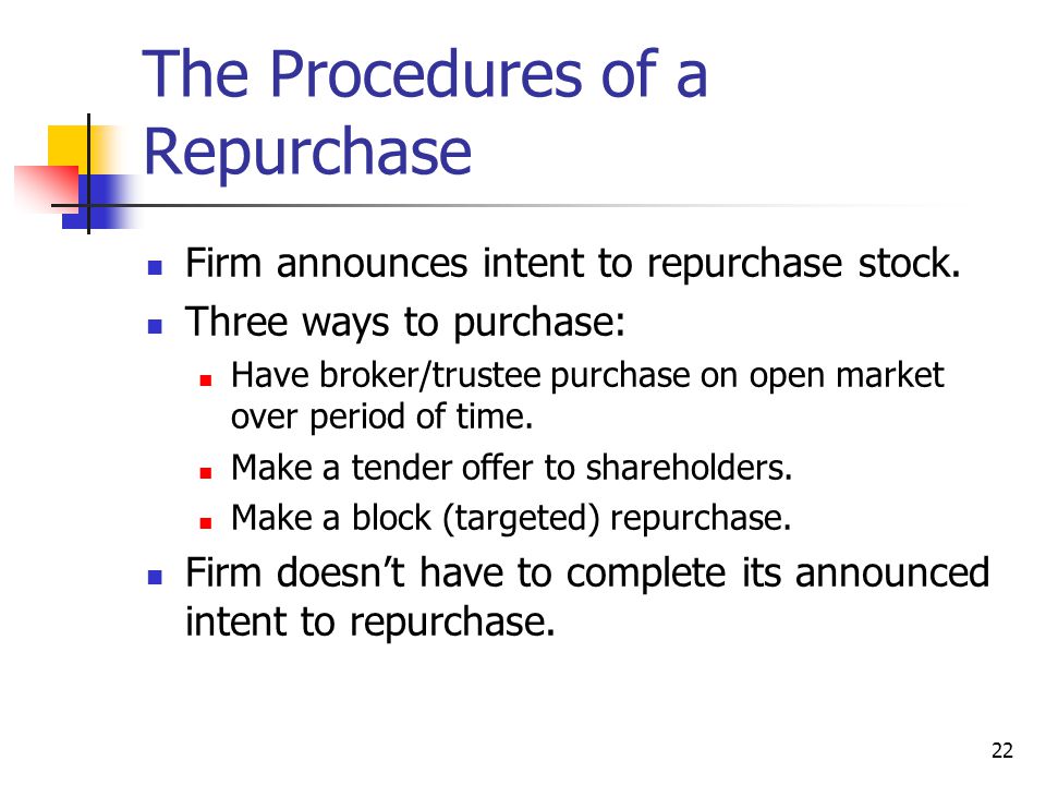 The Procedures of a Repurchase