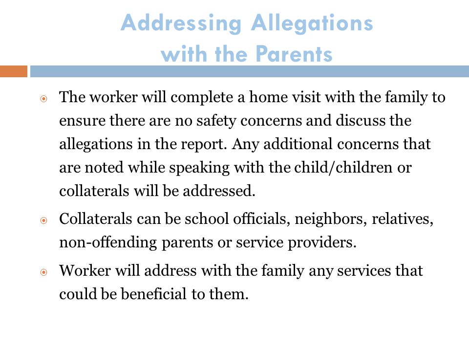 Addressing Allegations with the Parents
