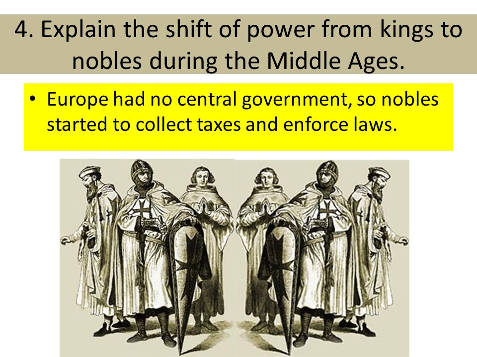 4. Explain the shift of power from kings to nobles during the Middle Ages.
