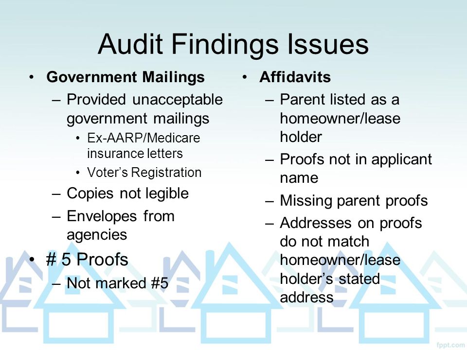 Audit Findings Issues # 5 Proofs Government Mailings