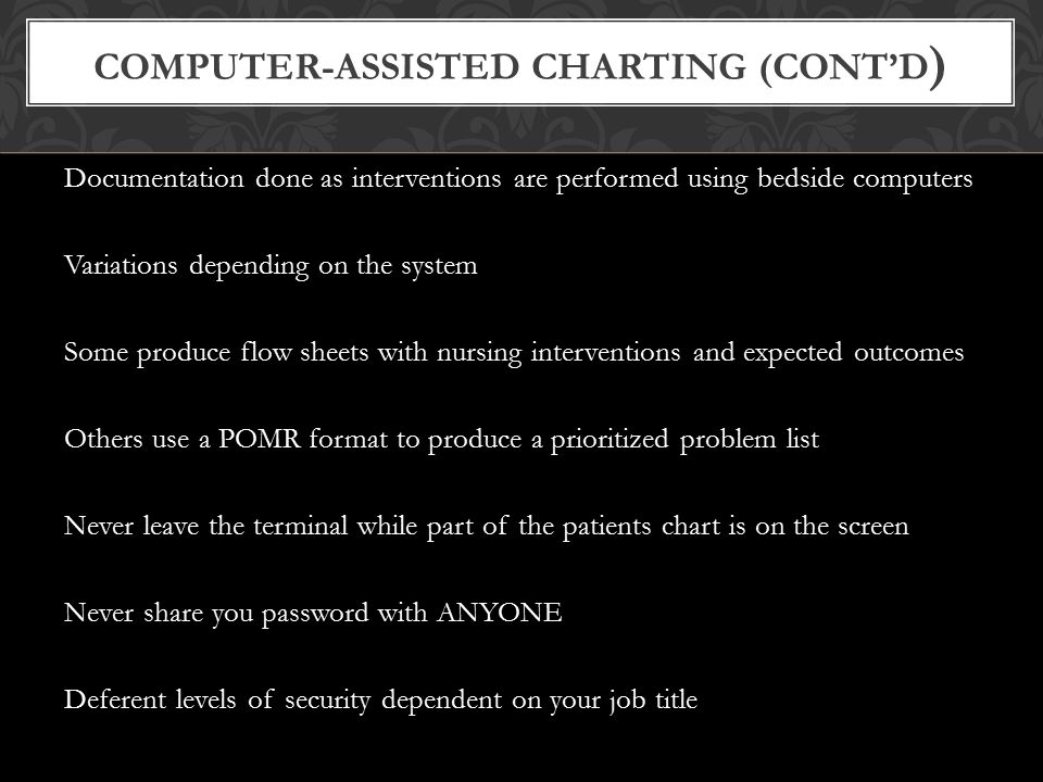 Nursing Computer Charting Systems