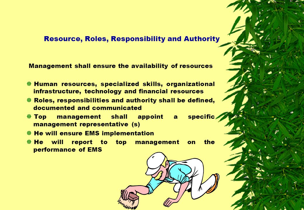Resource, Roles, Responsibility and Authority