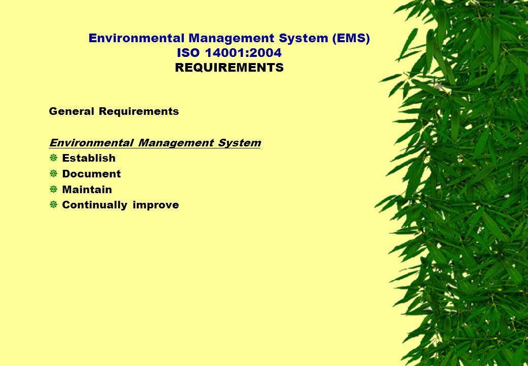 Environmental Management System (EMS) ISO 14001:2004 REQUIREMENTS