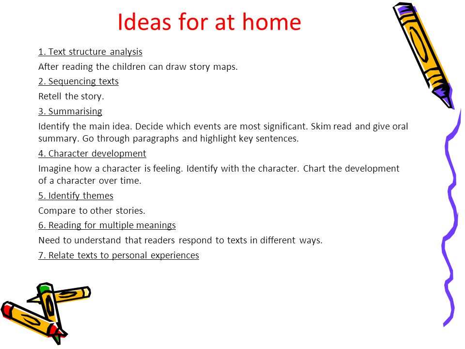 Ideas for at home 1. Text structure analysis