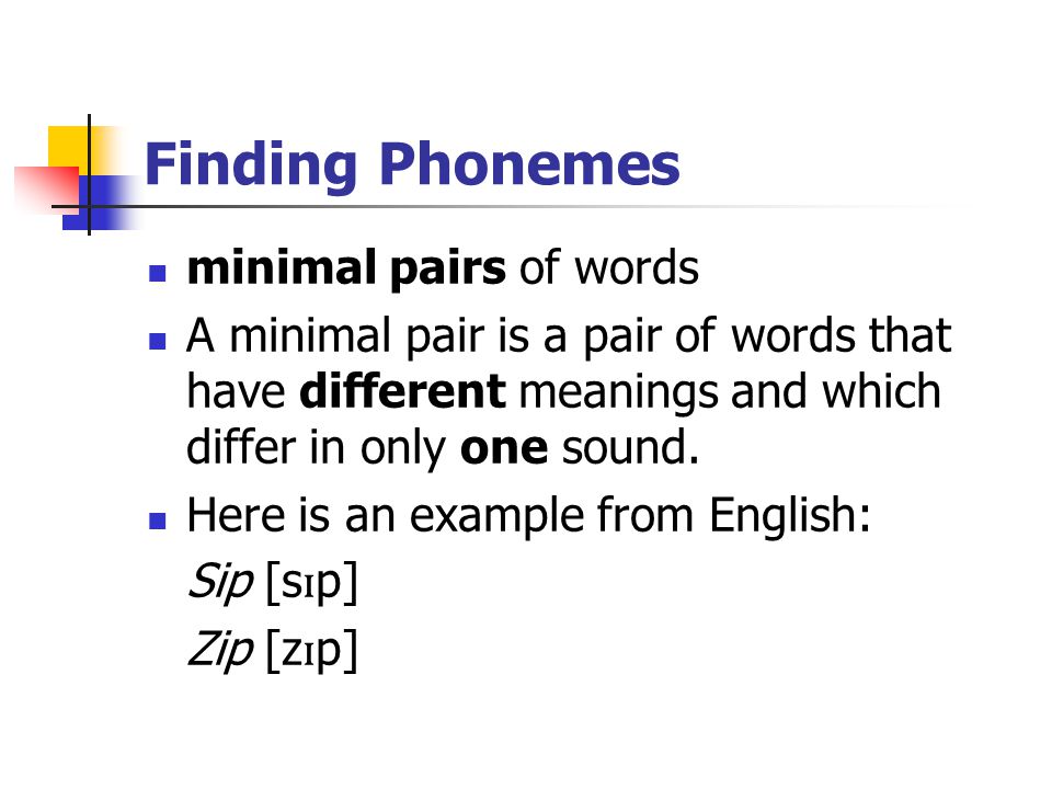 Finding Phonemes minimal pairs of words