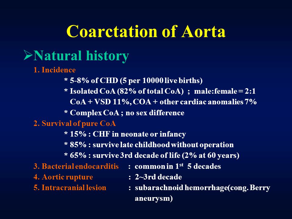 Coarctation of Aorta Natural history 1. Incidence