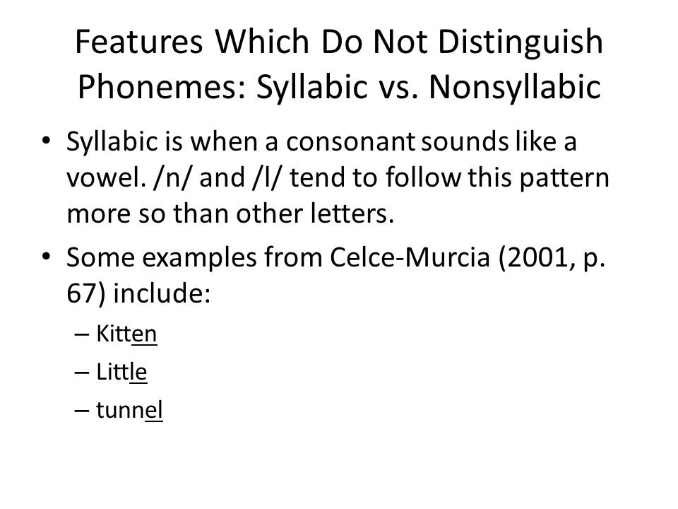 Features Which Do Not Distinguish Phonemes: Syllabic vs. Nonsyllabic