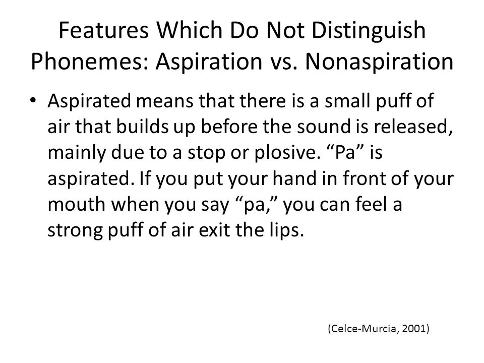 Features Which Do Not Distinguish Phonemes: Aspiration vs
