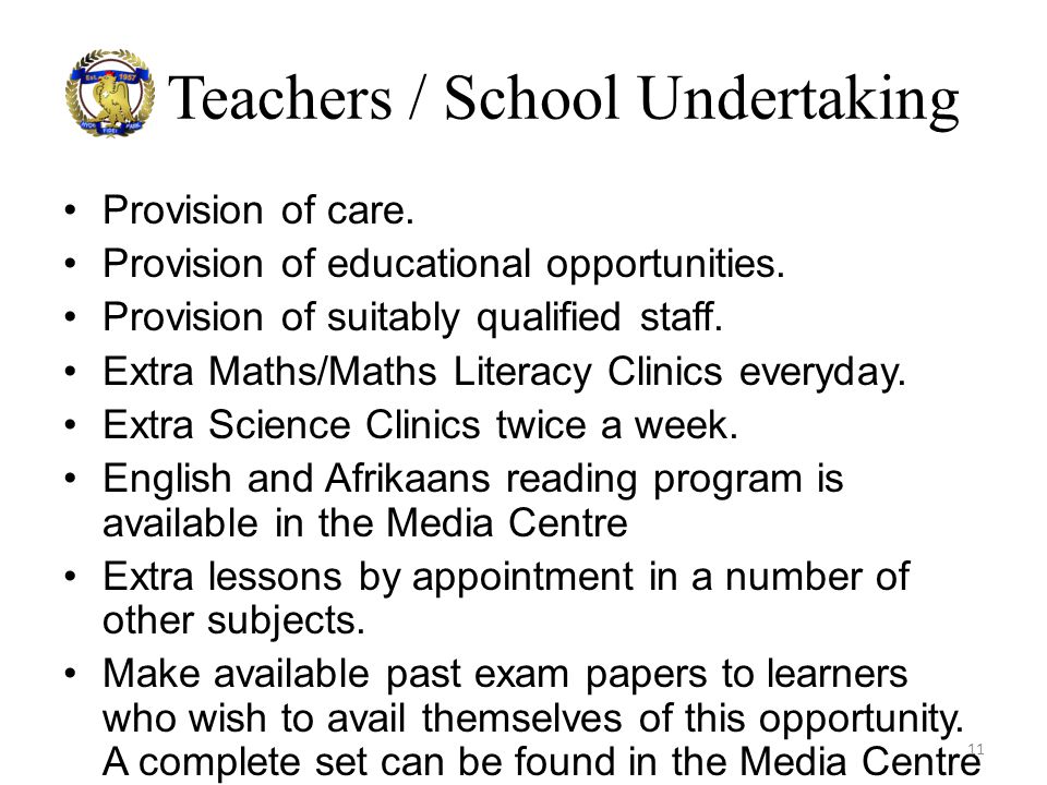 Teachers / School Undertaking