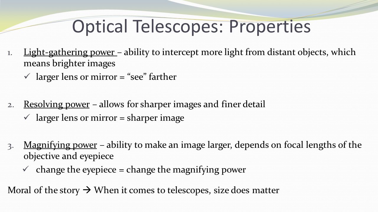 Optical Telescopes: Properties