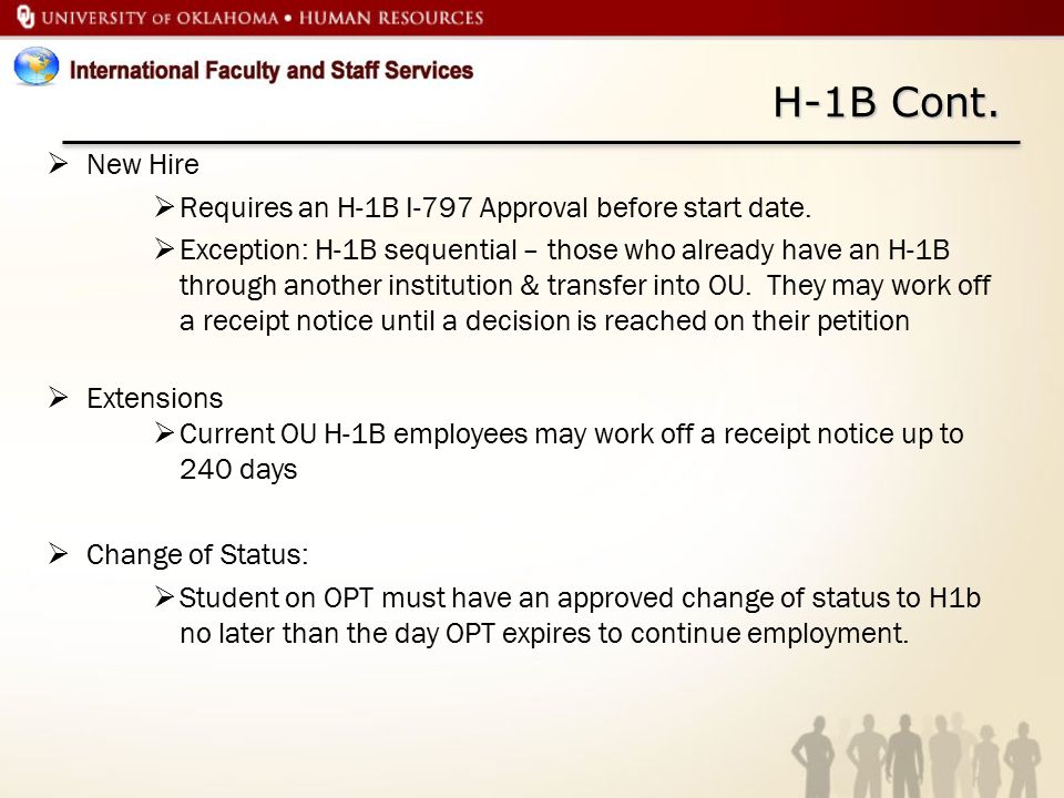 H-1B Cont. New Hire Requires an H-1B I-797 Approval before start date.
