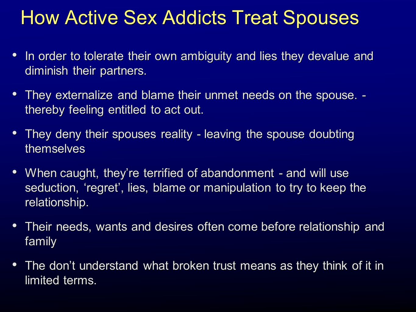 do sex addicts leave their wives