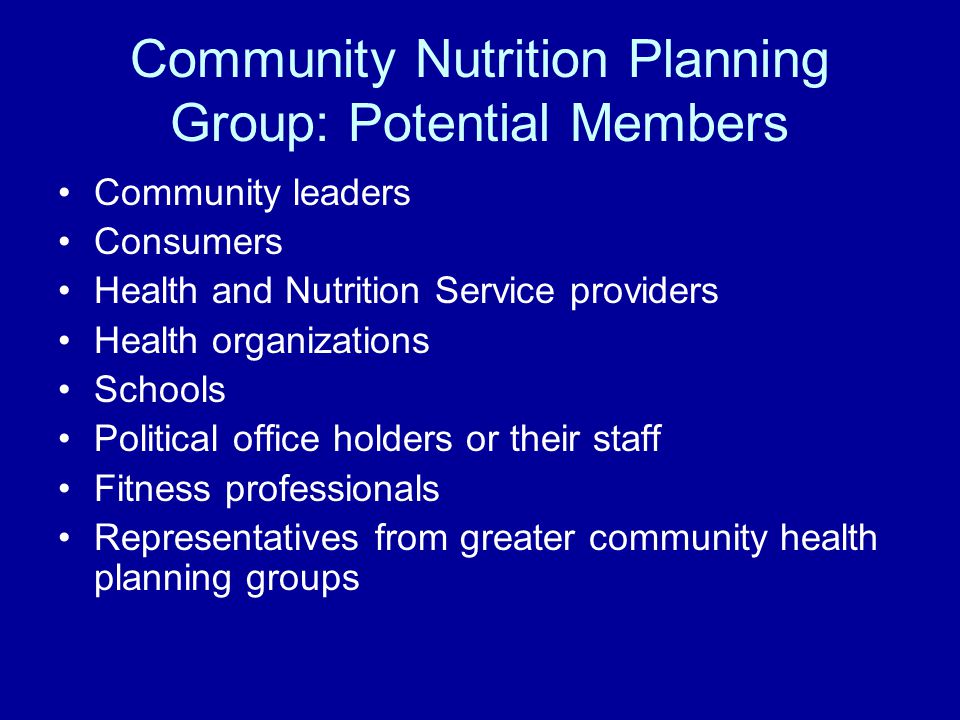 Community Nutrition Planning Group: Potential Members