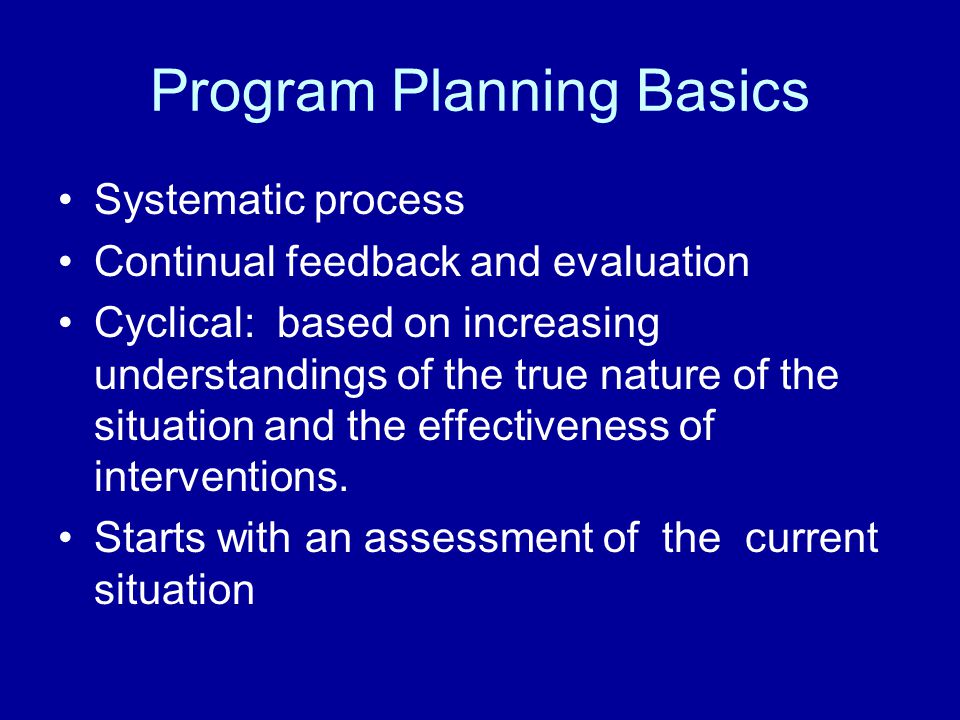 Program Planning Basics
