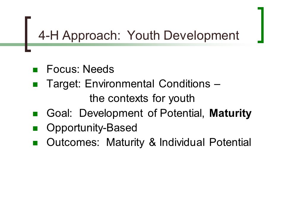 4-H Approach: Youth Development