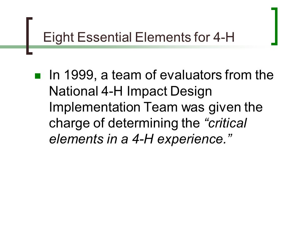 Eight Essential Elements for 4-H