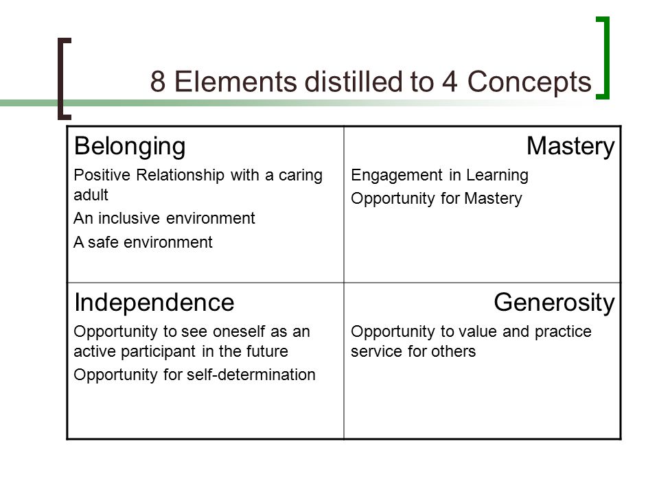 8 Elements distilled to 4 Concepts