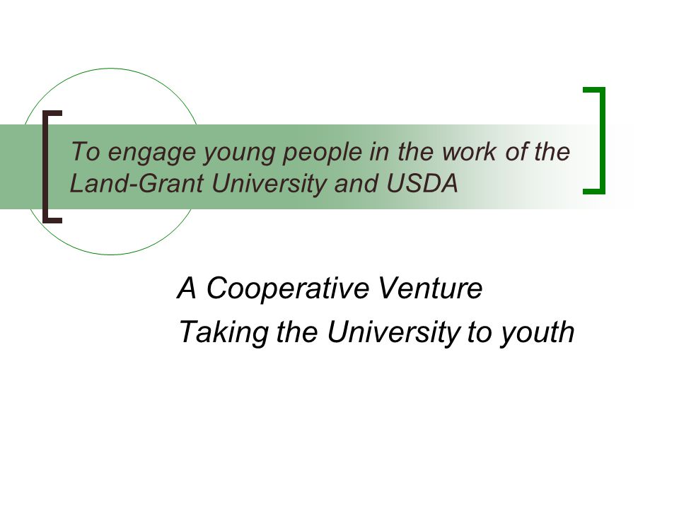 A Cooperative Venture Taking the University to youth