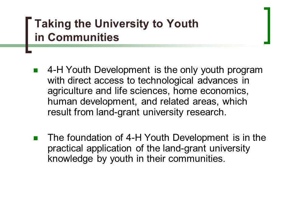 Taking the University to Youth in Communities