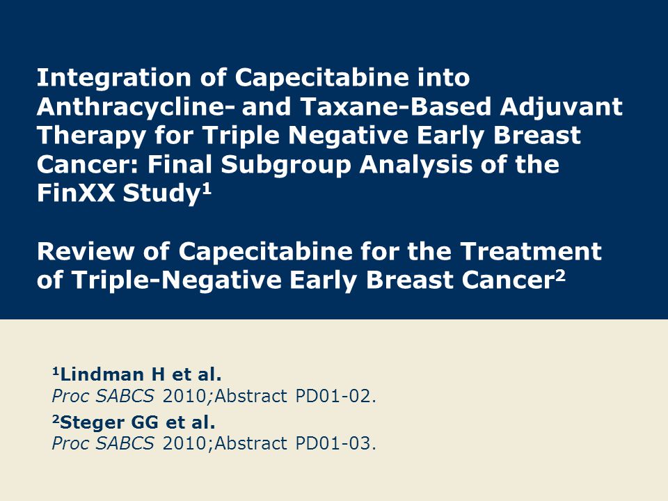 Integration of Capecitabine into Anthracycline- and Taxane-Based Adjuvant Therapy for Triple Negative Early Breast Cancer: Final Subgroup Analysis of the FinXX Study1 Review of Capecitabine for the Treatment of Triple-Negative Early Breast Cancer2