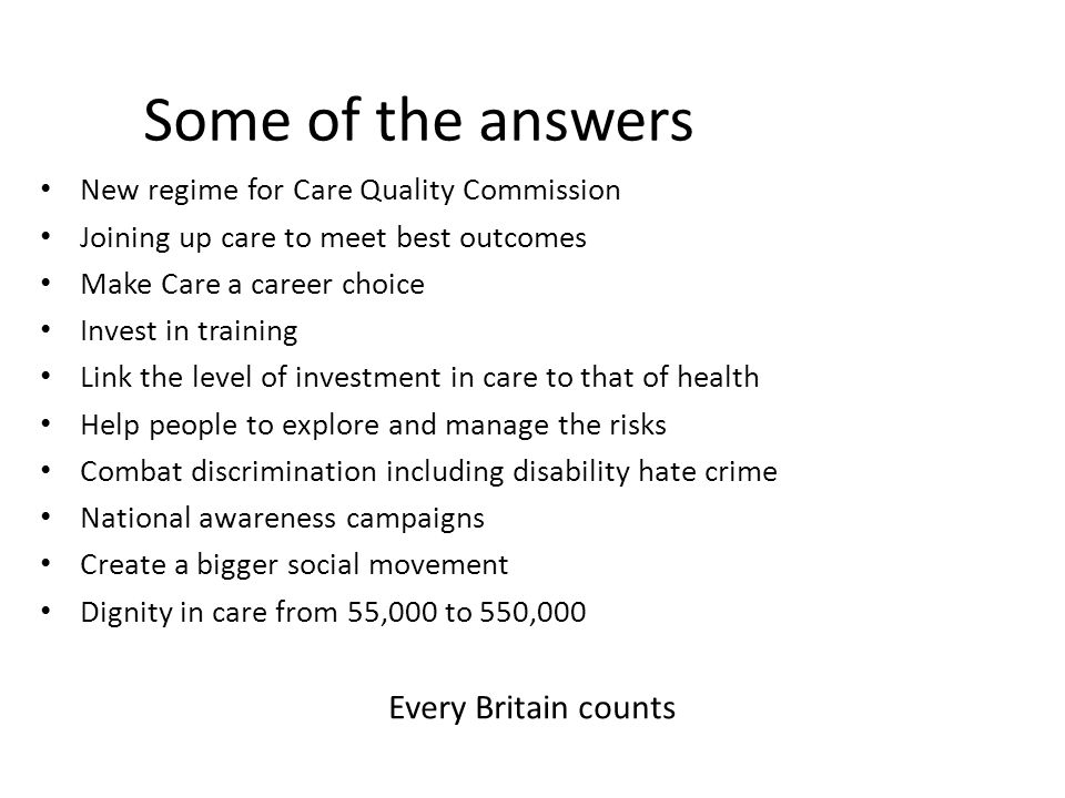 Some of the answers Every Britain counts